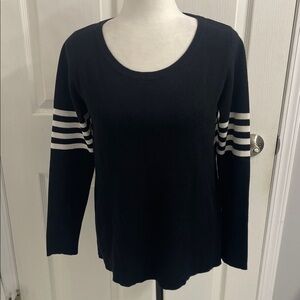 Yest Black & White Striped Long Sleeve Knit Layered Look Polka Dot Back Sz 4